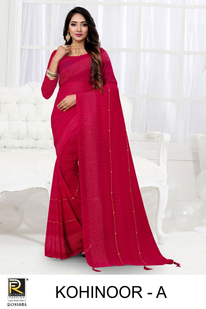 Ronisha Kohinoor Stylish Designer Fancy wear Georgette Saree Collection